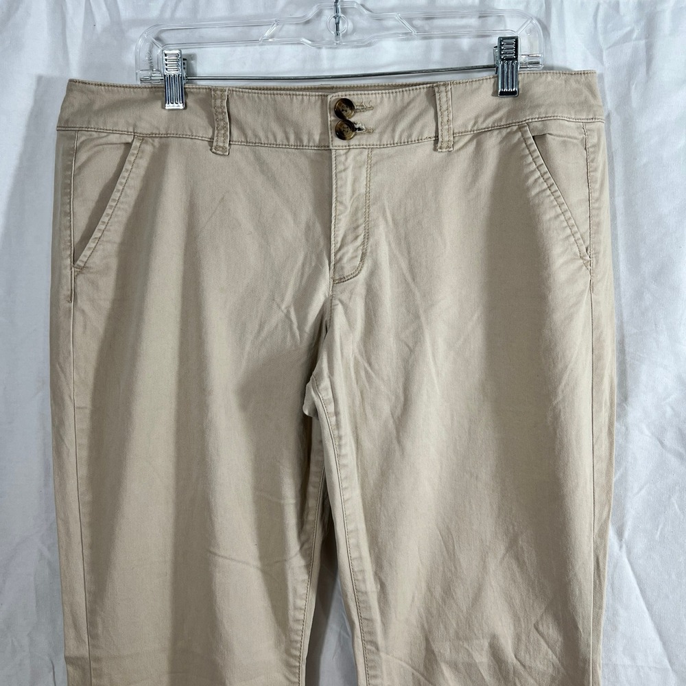 American Eagle Bootcut Pants Khaki Stretch Women 14 Long‎ Flare Preppy Casual